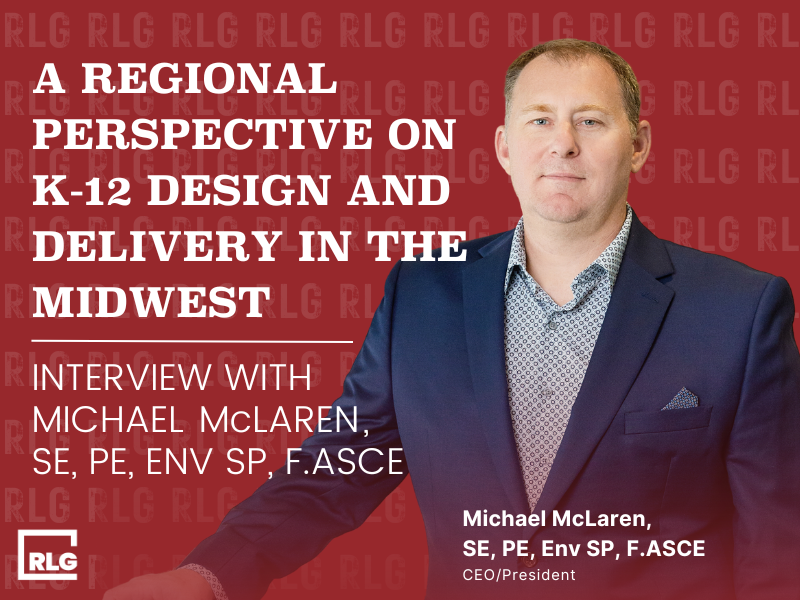A Regional Perspective on K-12 Design and Delivery in the Midwest. Headshot of CEO Michael McLaren on a red background