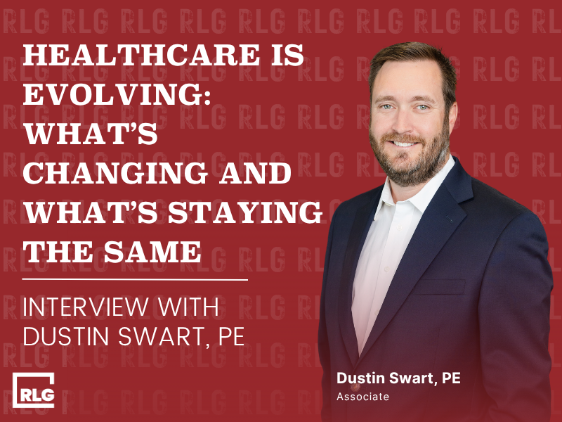 Title: Healthcareis Evolving, what's changing and what's staying the same" on red background